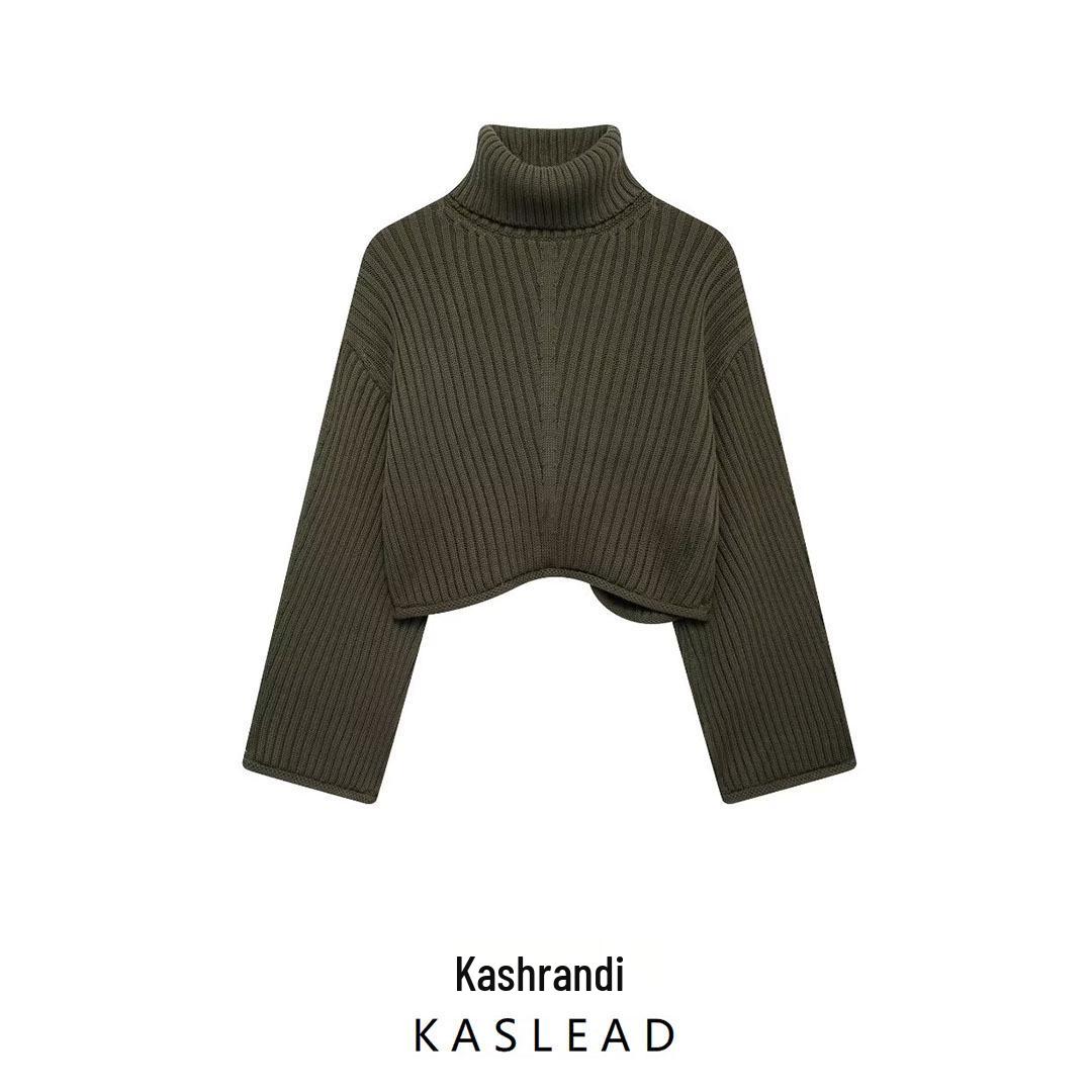 

Autumn 2024 Women s European & American Style Ribbed Knitted Sweater Small армия зеленый