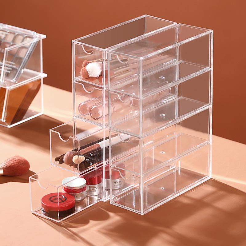 Transparenter Acryl 4-Schubladen Staubdichter Organizer für Kosmetik & Brillen
