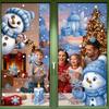 A Set PVC Christmas Window Stickers Winter Snowman Santa Claus Xmas Home Decor Creative Snowflake Window Decorations Christmas