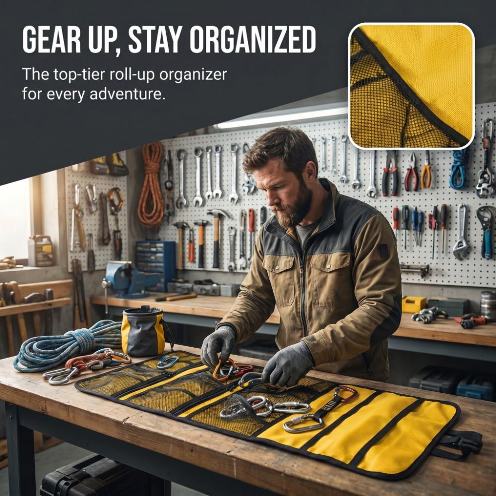 

Foldable Climbing Gear Bag Multi-Layer Climbing Gear Organizer Bag Climbing Storage Bag Ice Climb жовтий