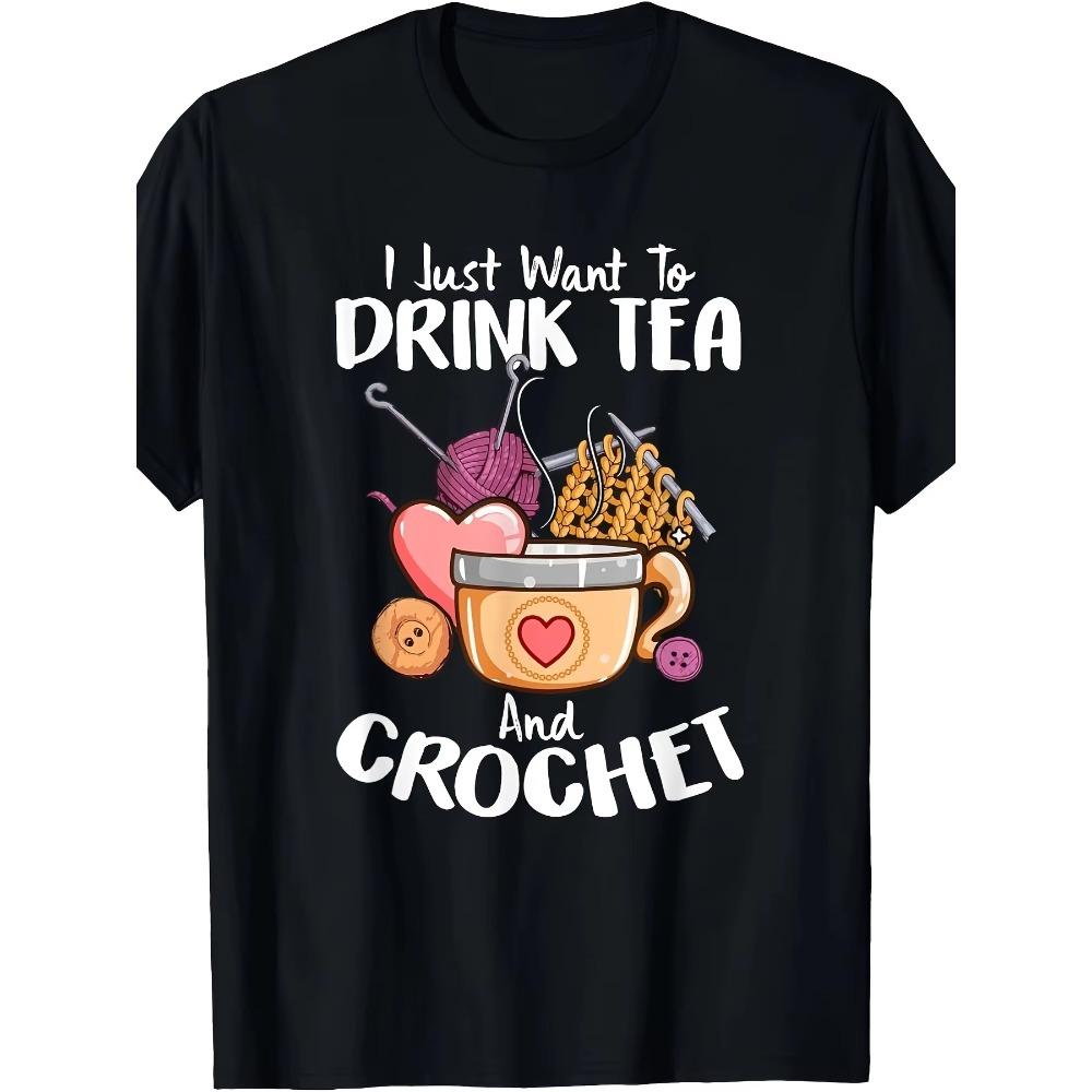 

Я просто хочу пить чай и вязать крючком забавную футболку - 220 г XXXXXL чёрный