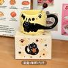 Cute Cat Stackable Ceramic Mug, Couple Coffee Cup for Home and Office, Creative Cat Drinking Cup Gift for Women