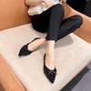 Fashion Flat Shoes for Women 2025 Spring Autumn Sequins Shallow Bling Pointed Toe Bow Luxury Large Size Women's Shoes 41 42 43