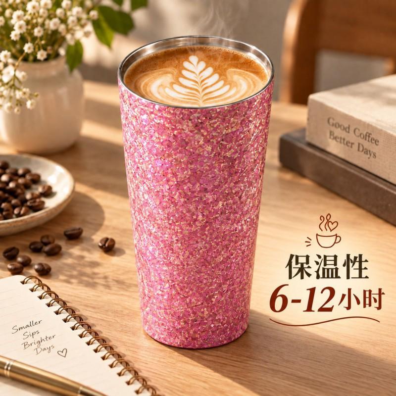 Titanium Insulated Travel Mug 500ml Double-Use Straw Lid Coffee Cup Men Women Office Outdoor