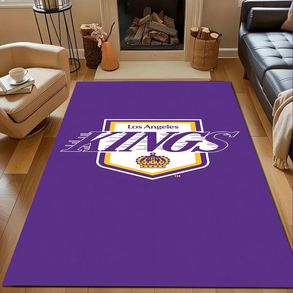 Los Angeles Kings Purple Logo Design Patterned Carpet, Non Slip Mat Suitable for Living Room and Bedroom Sofas