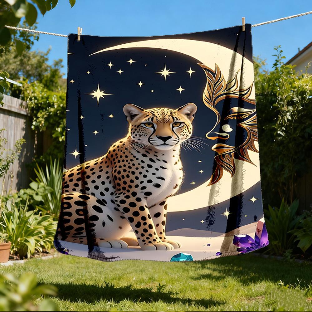 1pc Cheetah Print Print Outdoor Blanket, Lightweight Polyester, 80x120cm