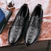 Three-dimensional embossed crocodile pattern business casual men's leather shoes fashion style round head lace-up leather men's shoes