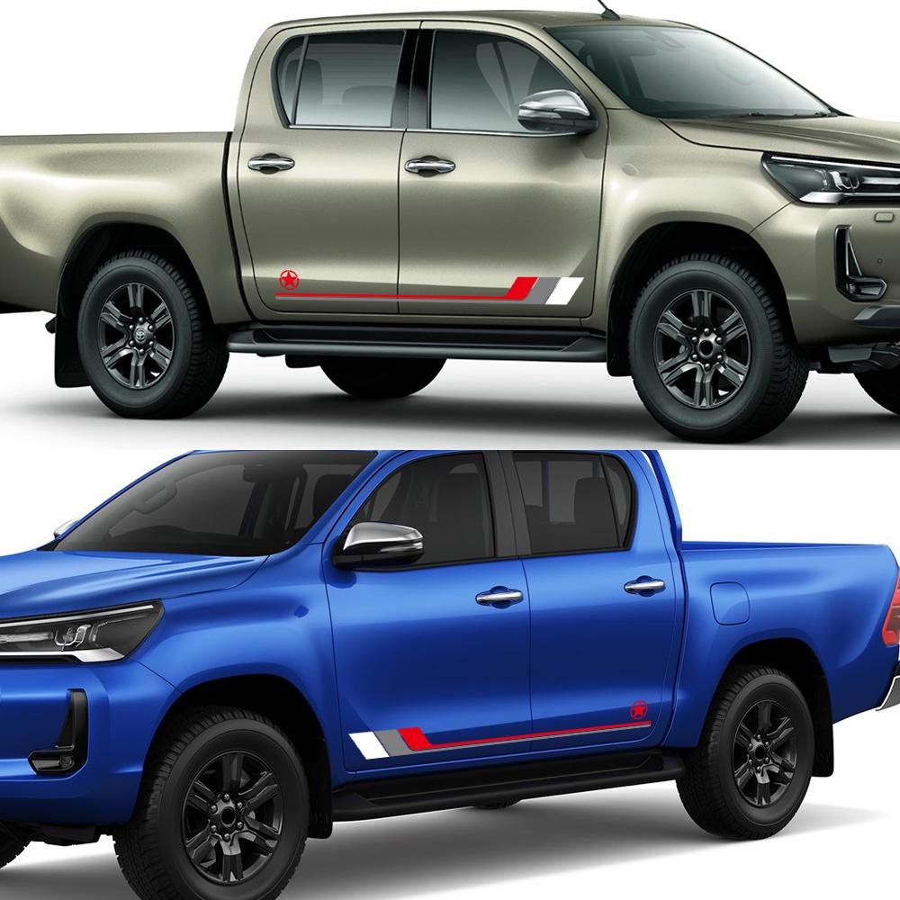 2 Stück Autotür Seitenaufkleber Racing Sport Wasserdicht Vinyl Aufkleber Auto Karosserie Außen Dekoration Zubehör für Toyota Hilux MK8