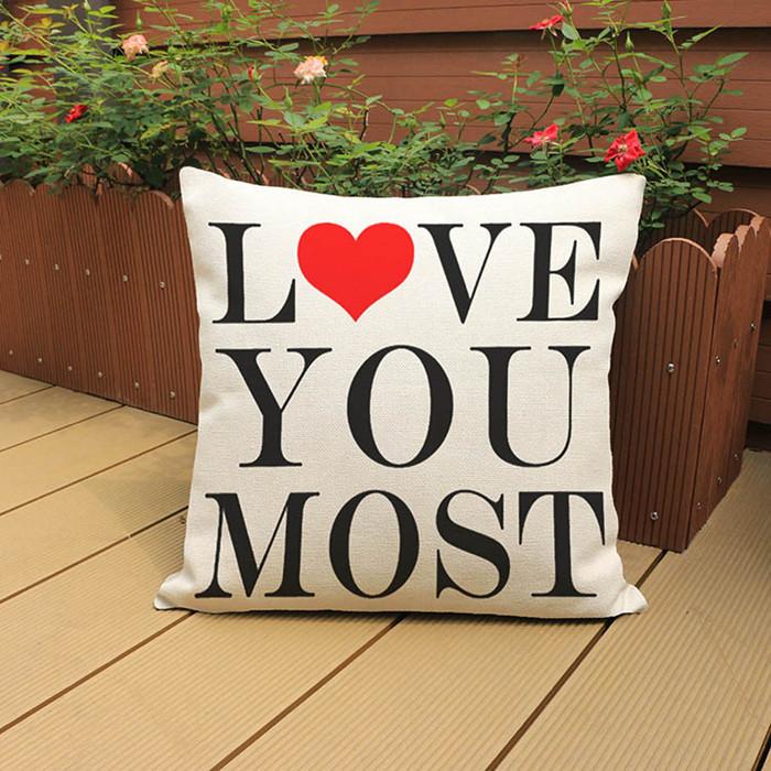 Love Letter Style Sofa Decorative Cushion Cover Passionate Greetings Concise Cotton Linen Car Seat Throw Pillow Case Cojines