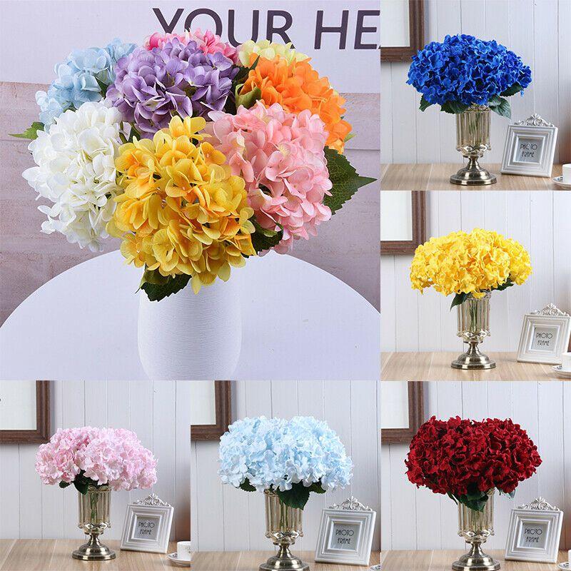 Exquisite 5 Heads Faux Silk Hydrangea Flowers Bouquet Ideal For Bridal Arrangements