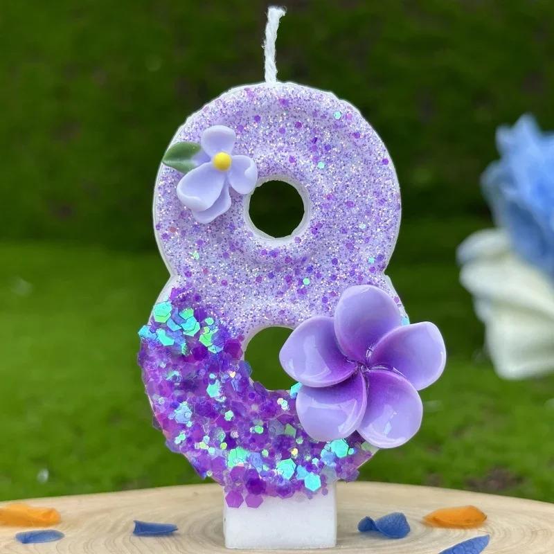 Birthday Candle Cake Topper Colour Changing Creative Number 0-9 Candle Flowers Digital Candles Girl Birthday Party Decoration