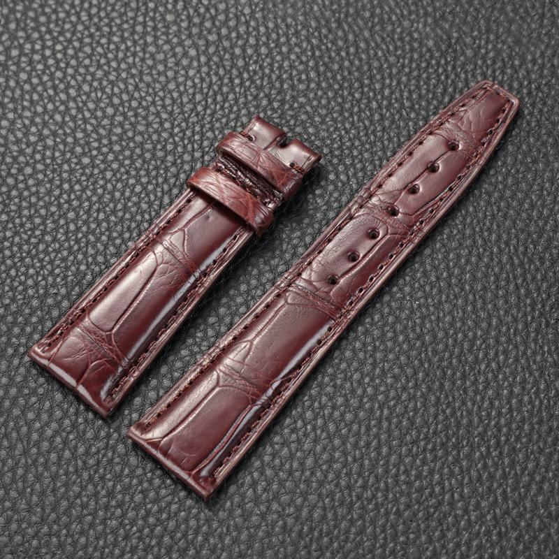 21mm 22mm Crocodile Leather Strap For IWC Portugues Pilot Men's Bracelet Replacement Wrist Strap Brown Black Bracelet
