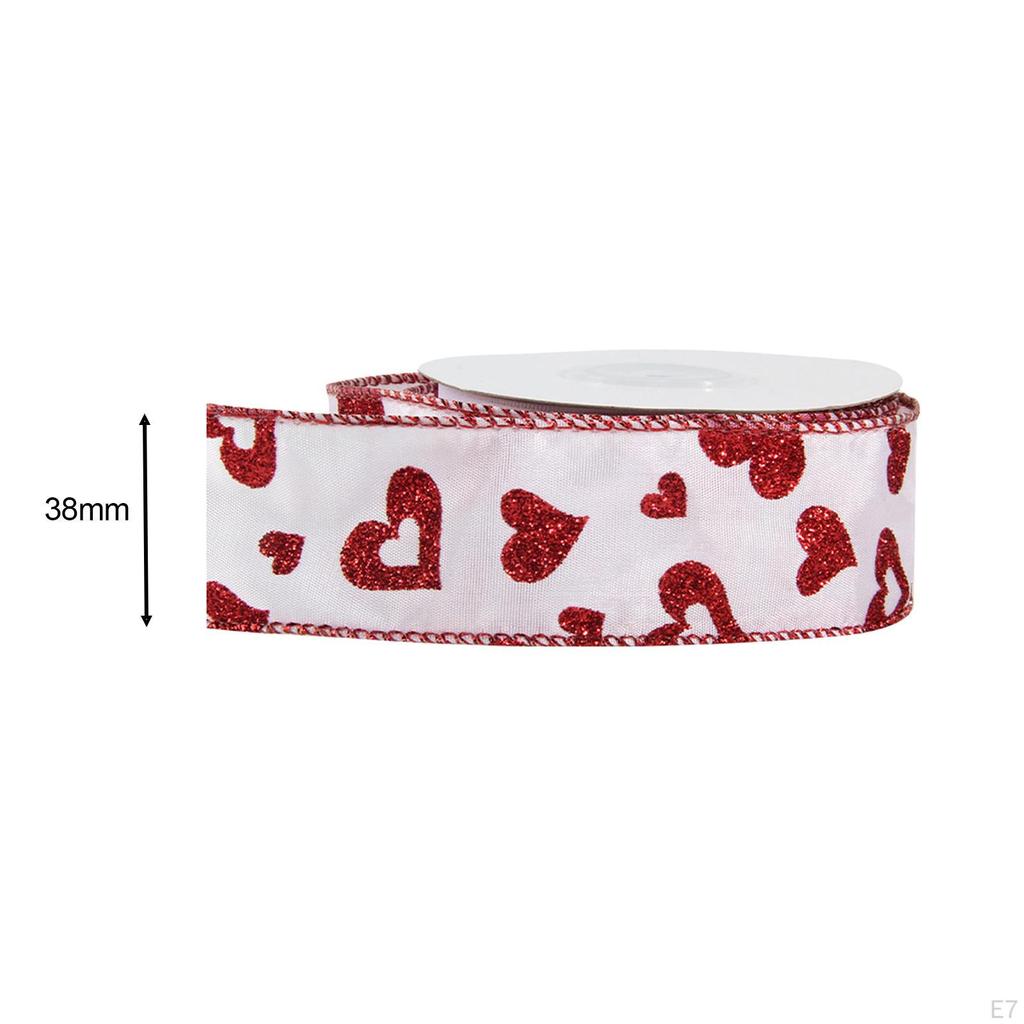 Heart Shaped Ribbons for Valentine's Day Crafts 1.5 Inch Wide Wrapping Scrapbooking