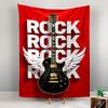 Tapestry Rock Electric Guitar White Wings Red Retro Typography Music Wall Hanging for Music Studio Decor