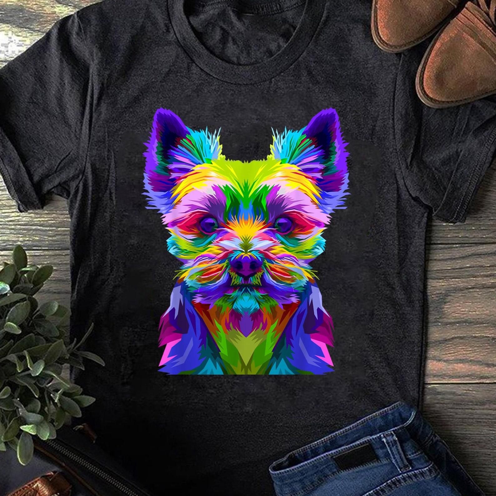 Yorkshire Terrier Pop Art T-Shirt: Funny Yorkie Dog Lover Gift L