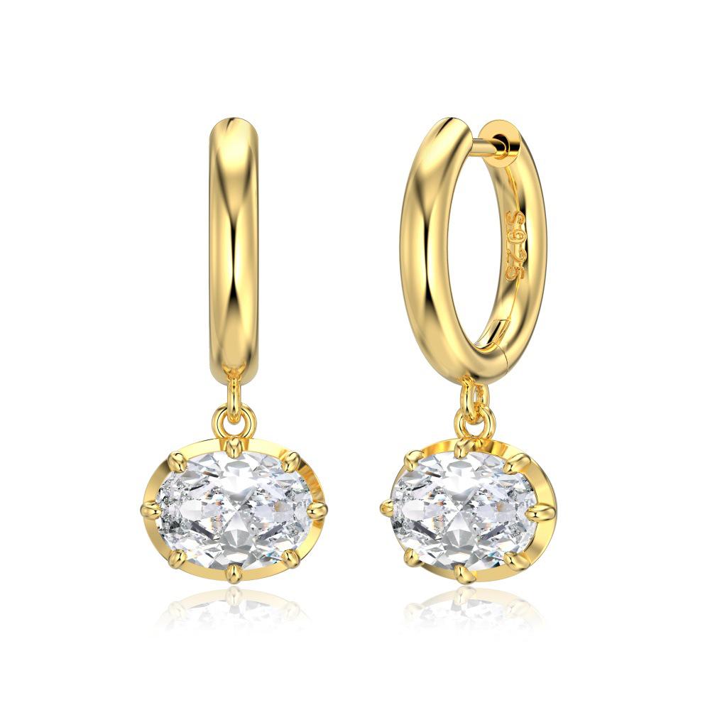European Style S925 Sterling Silver Women's Necklace & Earrings Set with Simple 2-Carat Pendant and 1.5-Carat Silver Earrings