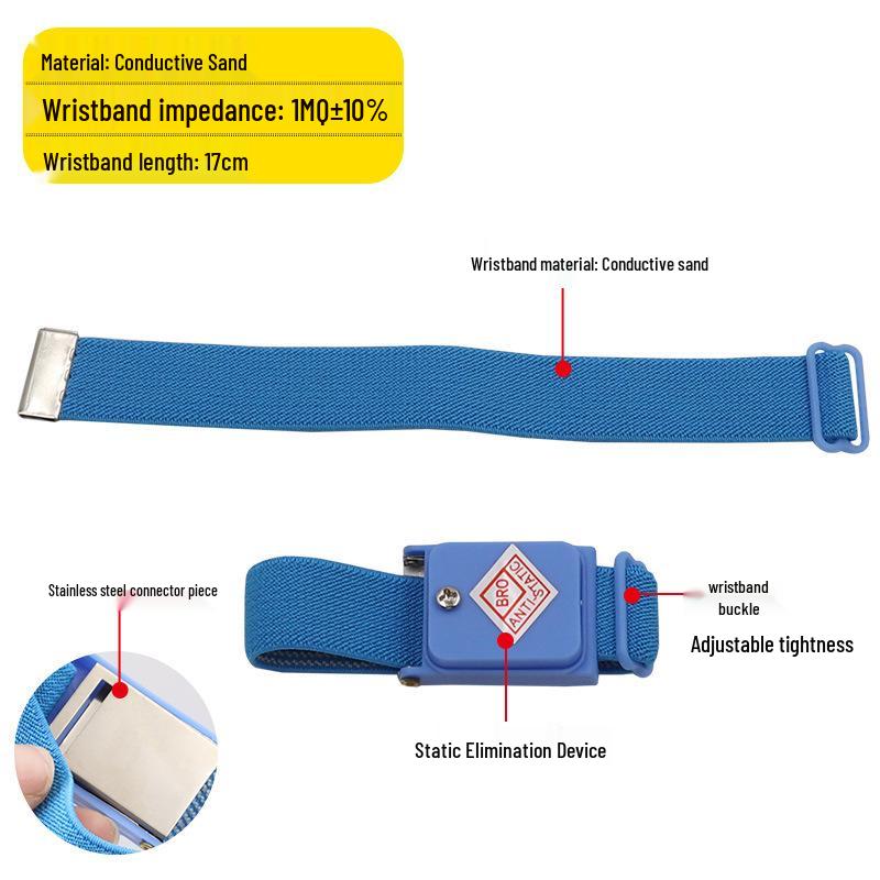 Wireless Anti-Static Blue Wrist Strap & Static Discharge Band