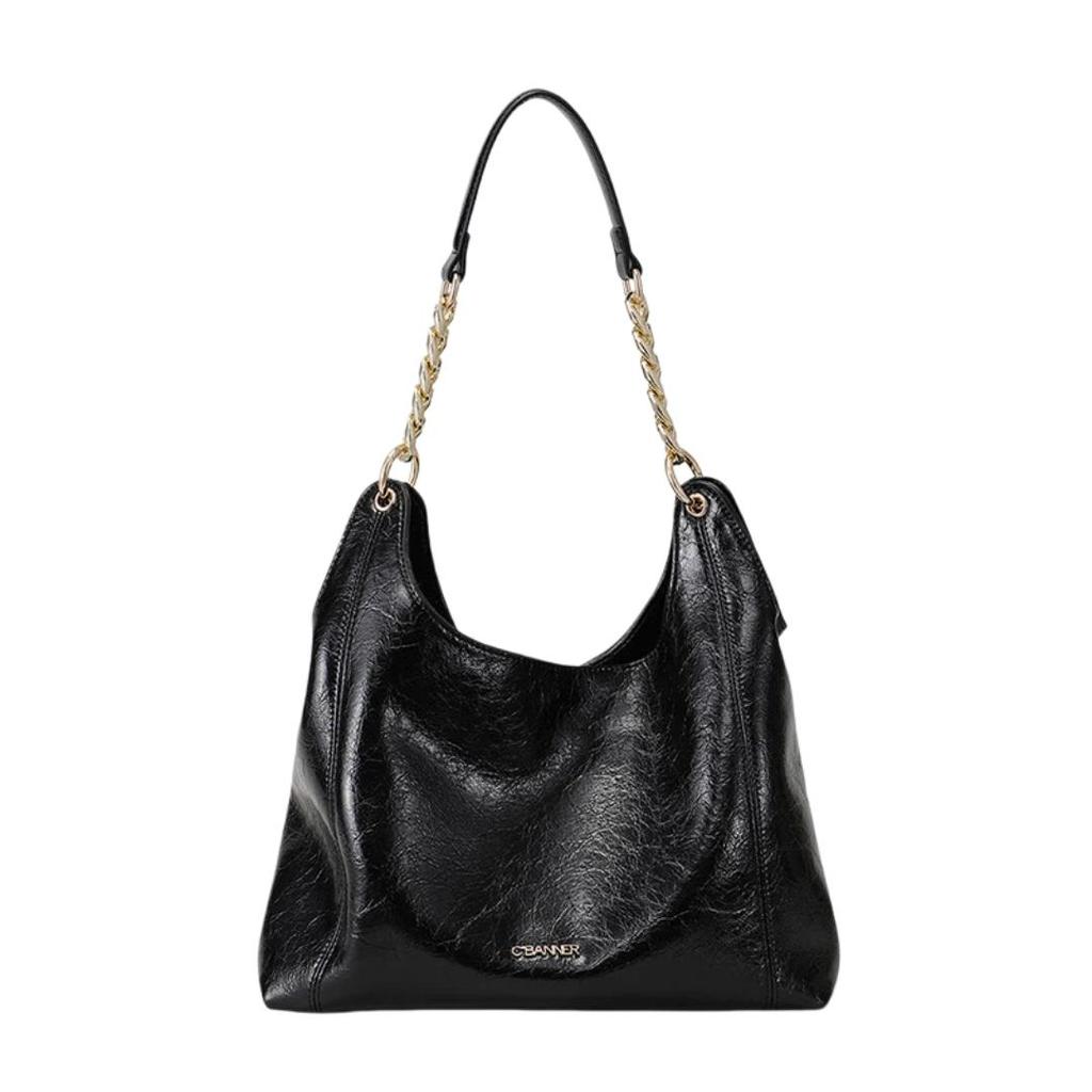 C.BANNER Leather Handbag, Women's Shoulder Tote Bag, Chain Bag, Underarm Bag, Casual Travel Bag