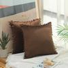 Velvet Pillow Cover with Ball Lace, Soft Cushion Cover, Monochrome, Modern and Simple, Fur Ball, 30x50, 40x40, 50x50, 65x65cm