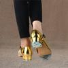 New Women Girls Tap Dance Shoes Shiny Patent PU Leather Laced Glossy Bow Tie Kids Tap Shoes Teacher Stage Dance Shoes