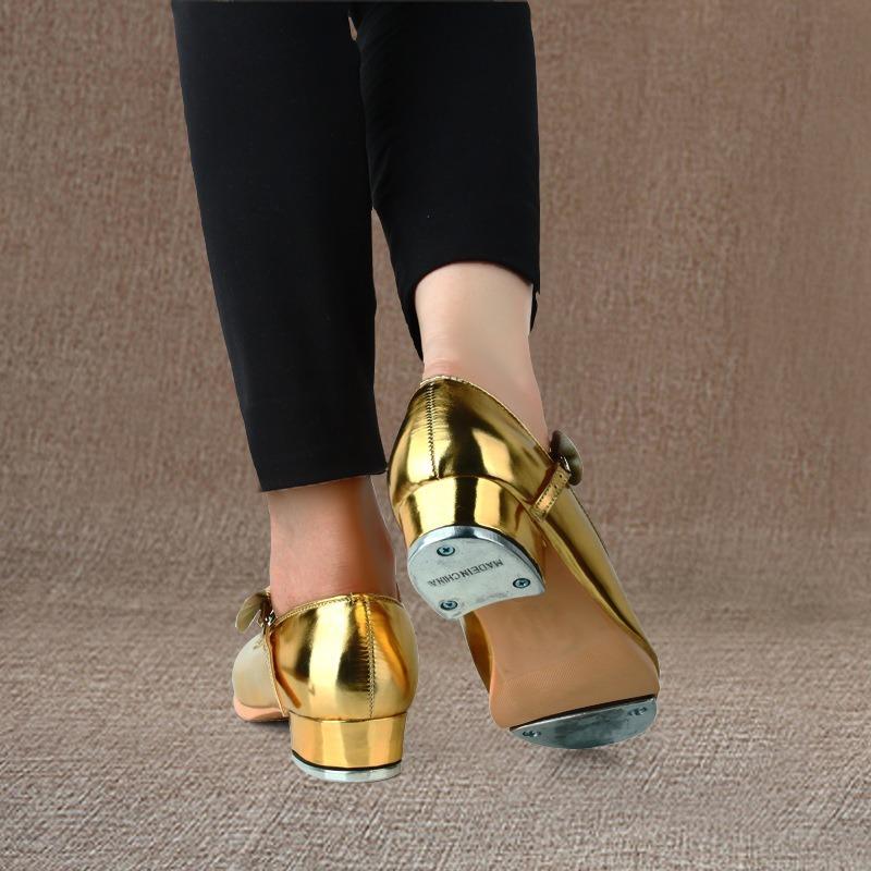 New Women Girls Tap Dance Shoes Shiny Patent PU Leather Laced Glossy Bow Tie Kids Tap Shoes Teacher Stage Dance Shoes
