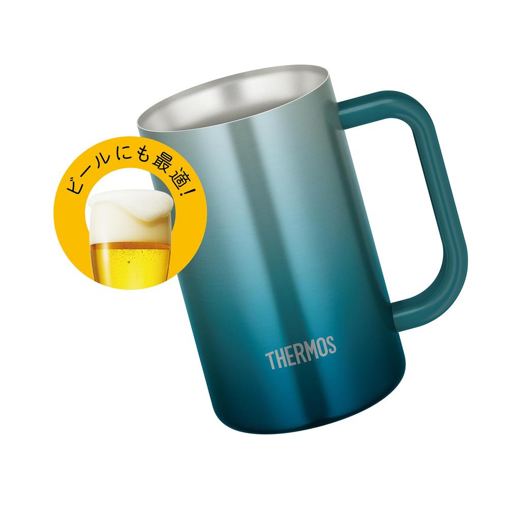 Thermos Vacuum Insulated Mug 600ml Blue Green Dishwasher Safe Thermos Structure Thermal Insulation Beer Mug BLGR JDK-601C