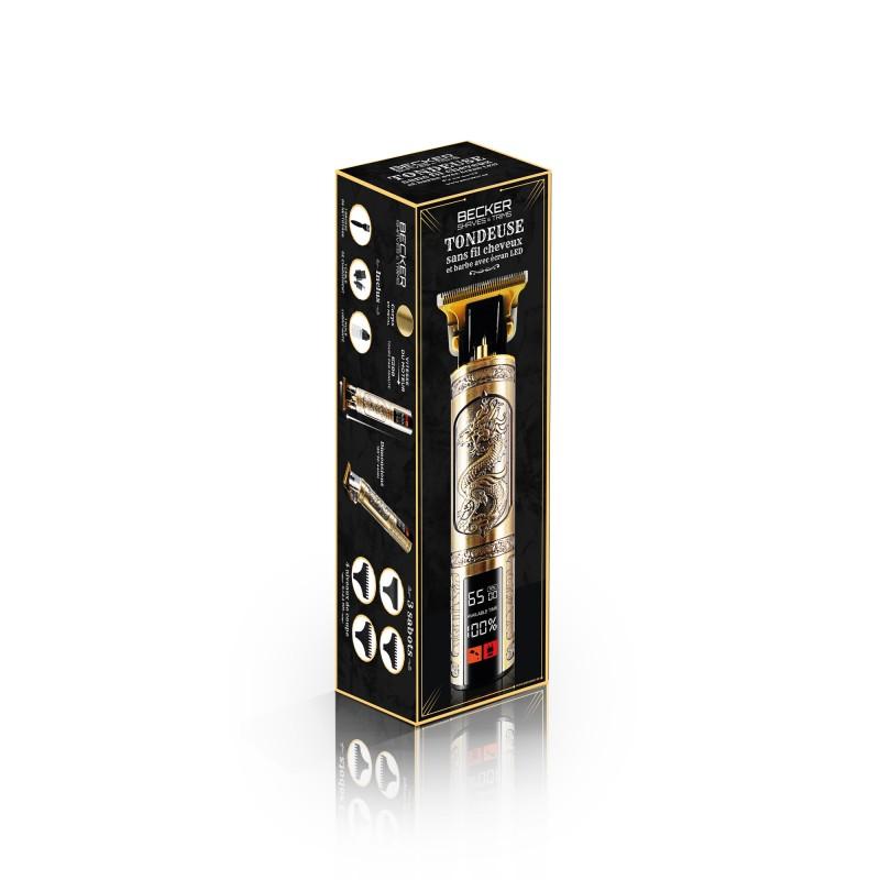 Tondeuse Sans Fil Pour Cheveux Et Barbe Avec Ecran Led Dore Modele Dragon De Becker
