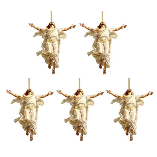 Yousheng 2D Acrylic Jesus Christ Ornament Car Rearview Mirror Hanging Decor Auto Interior Religious Gift for Christian Retro Faith Accessories