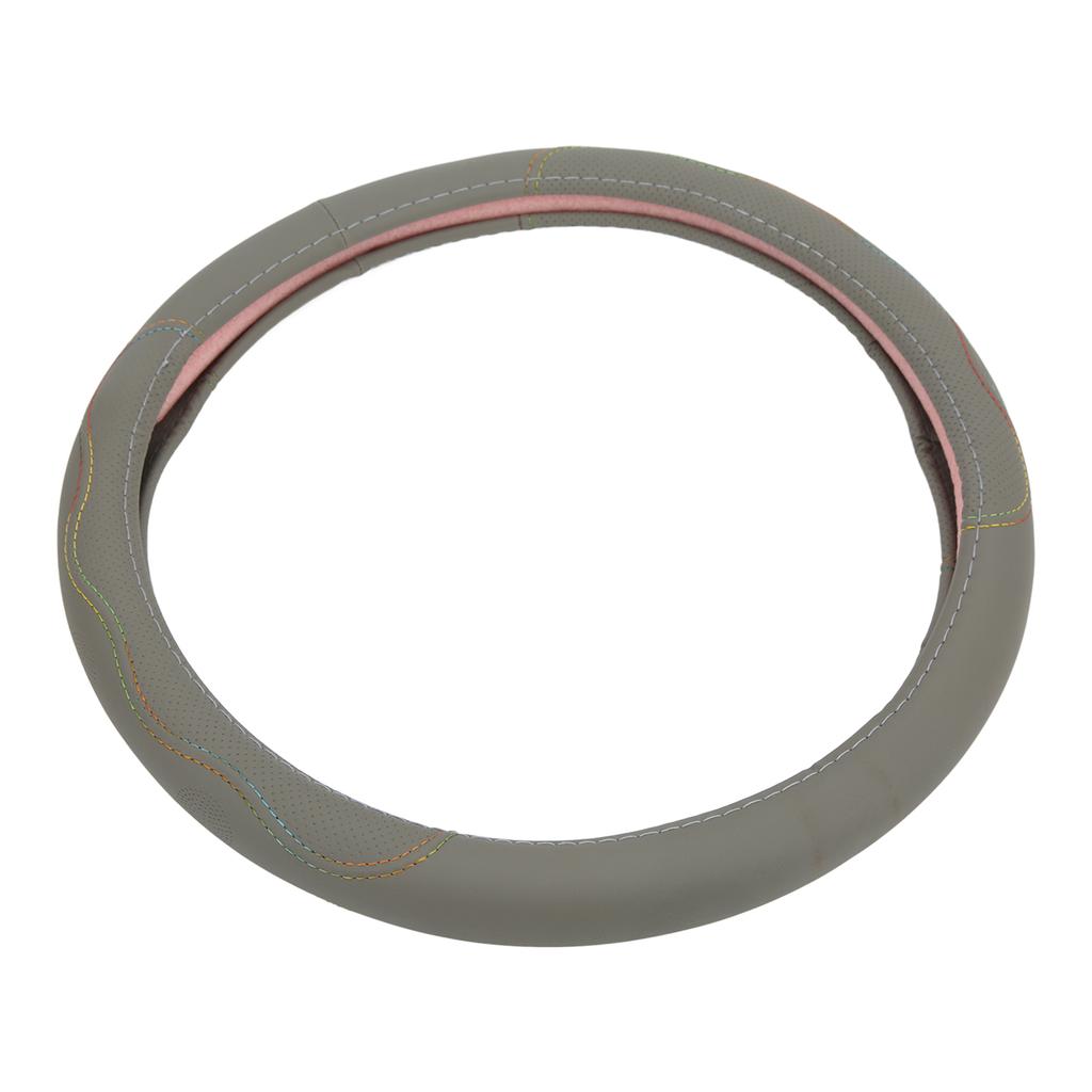 Car Steering Wheel Cover 15in Universal Fit Artificial Leather Protector for ModificationGrey