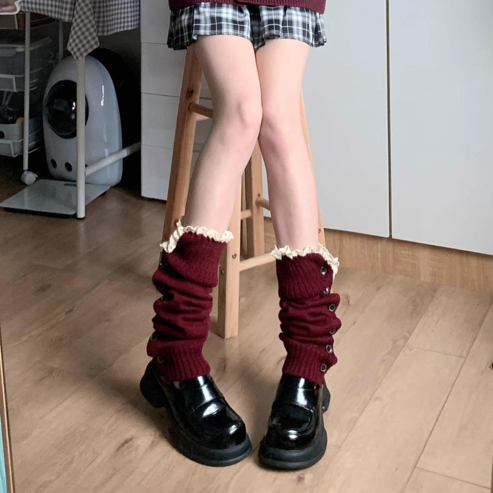 Lolita JK Knitted Leg Cover Harajuku Long Tube Stockings Fashion Y2K Leg Warmers  Girls