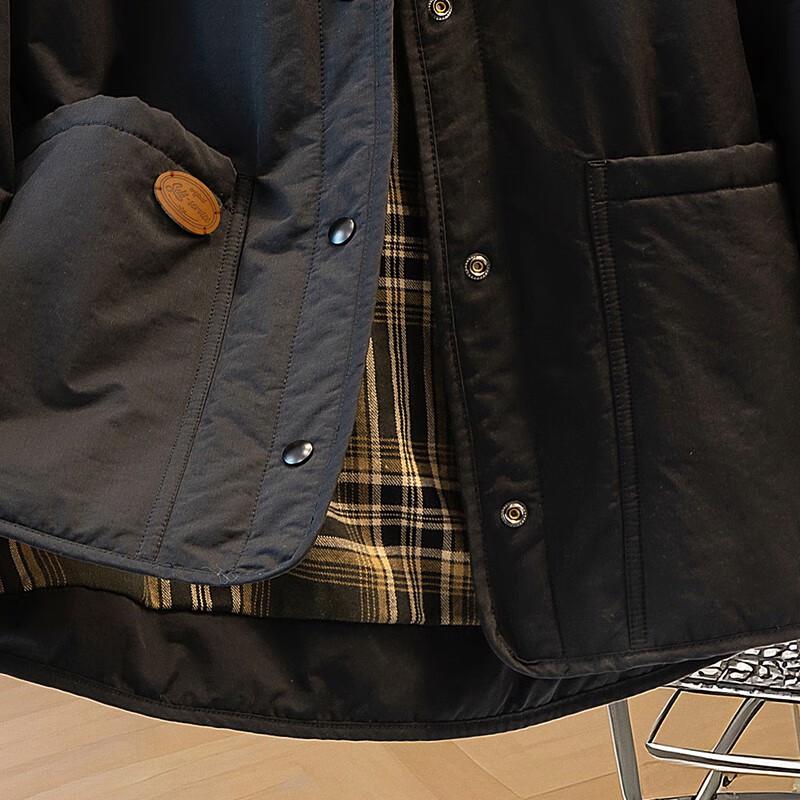 Women's Korean Style Plaid Lapel Cotton Jacket