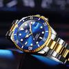 OLEVS Men's Blue Mechanical Watch, Automatic/Hand-Wound, Waterproof, Luminous, Date, Stainless Steel, Present