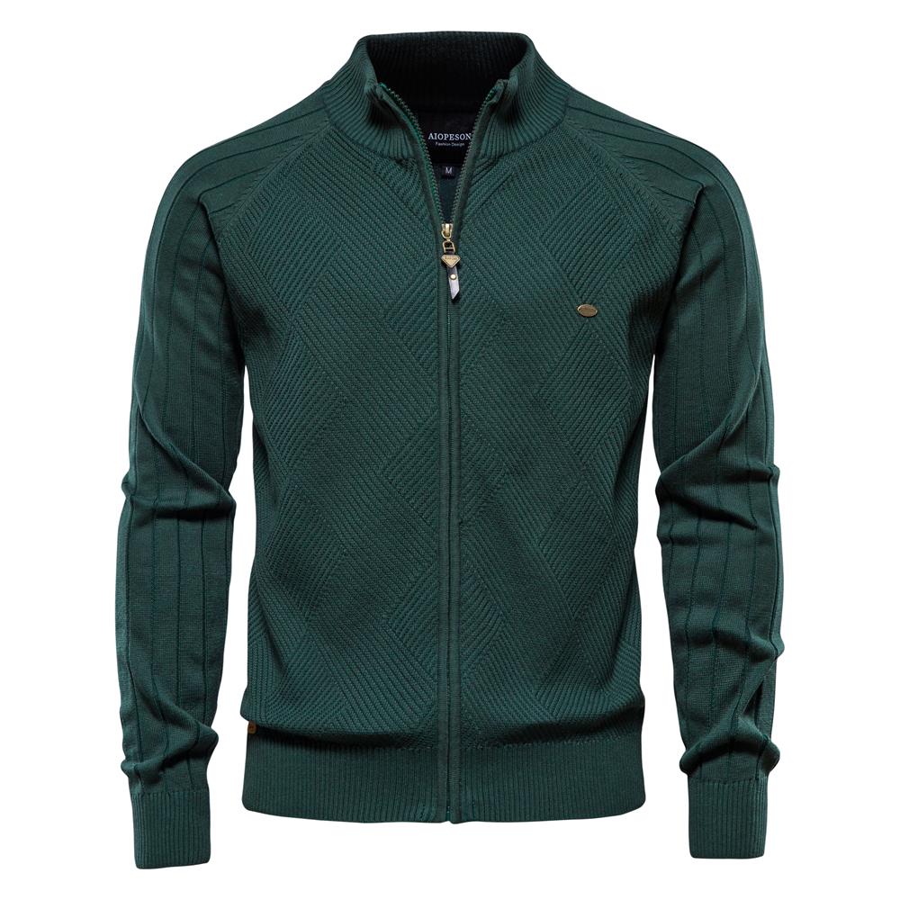 

Осенний мужской кардиган однотонный, мужской повседневный хлопковый на молнии, зимний, мужские свитера, базовые кардиганы для мужчин S зелёный