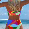 1011 New Sexy European and American Bikini Print Lace-up Halter Swimsuit Women