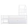 House Bed Children's Bed with Ladder and Drawers, incl. Slatted Frame, Solid Wood Loft Bed with Fall Protection 90x200cm White (without Mattress)