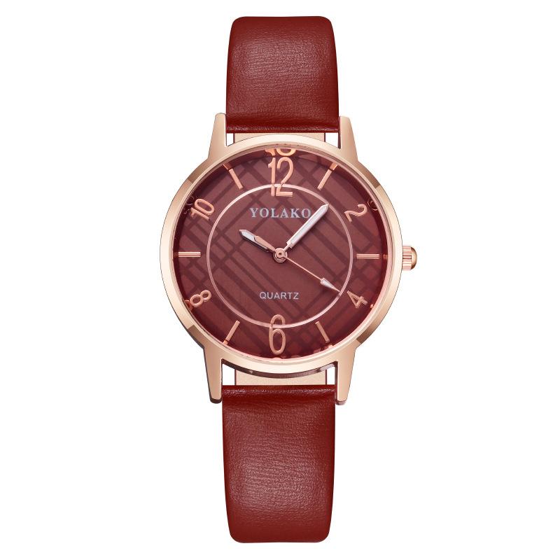 

Популярна модна корейська версія студентських жіночих годинників. Жіночий ремінь для кварцового годинника темно-коричневого кольору