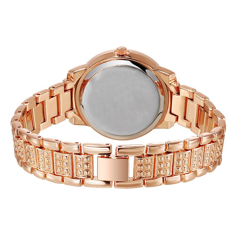 Luxury Women's Watch And Bracelet Set Elegant Rhinestone Ladies Wristwatch Fashion Roman Numerals Quartz Steel Watches Gift