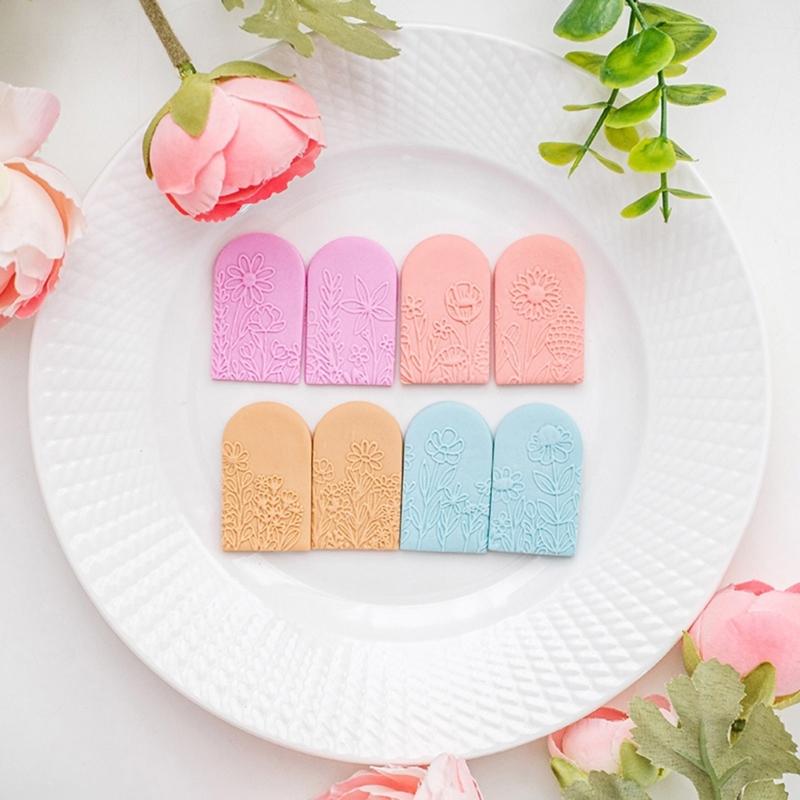 Ergonomic Floral Pattern Clay Embossing Roller For Polymer Jewelry Making Earrings Crafting Supplies Rolling Pin