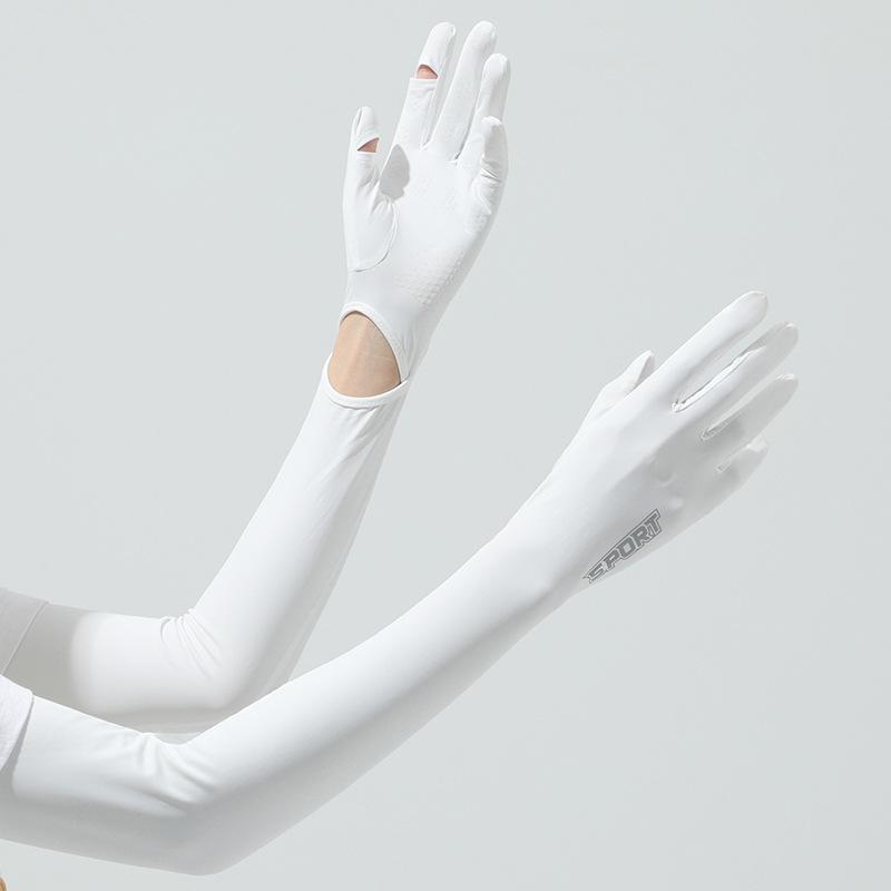 

Летние длинные перчатки Ice Silk для защиты от солнца для женщин, летние рукава с защитой от УФ-излучения для путешествий на открытом воздухе, нейлоновые рукава с откидным верхом Cool Ice One Size