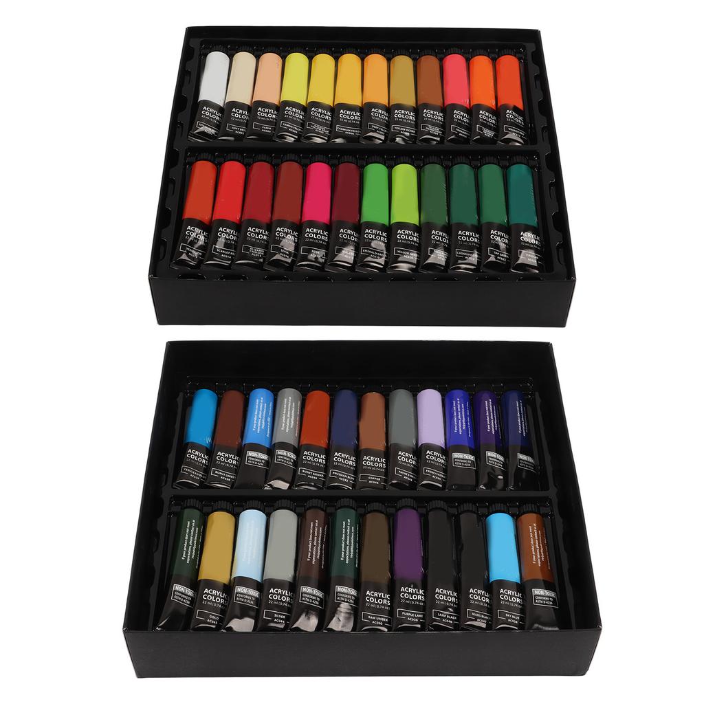 Acrylic Paint Kit 22ml Profession Handcraft DIY Painting Set with 6 Brushes 1 Color Palette for