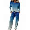 Set Pigiama da Donna a Manica Lunga con Scollo Rotondo, Coulisse e Gamba Larga per Casa e Sonno Casual