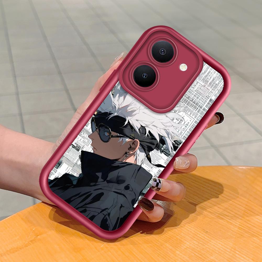 Soft Silicone Square Ladder Printing Pattern Phone Casing Full Cover Camera Shockproof Protection Rubber Case for Vivo