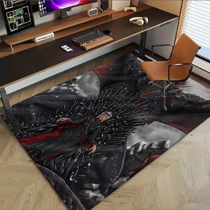 1pc Fire and Blood Office Carpet Chair Mats, Home Decor Mat | Fantasy Theme Mat | Durable Mat, Dragon DecorB23