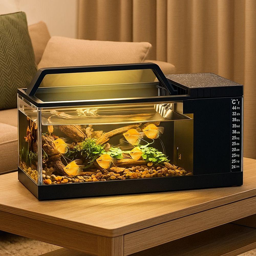 Heating Pad Integrated Fish Tank Transparent Desktop Fish Tank Ecological Fish Tank  Home Desktop
