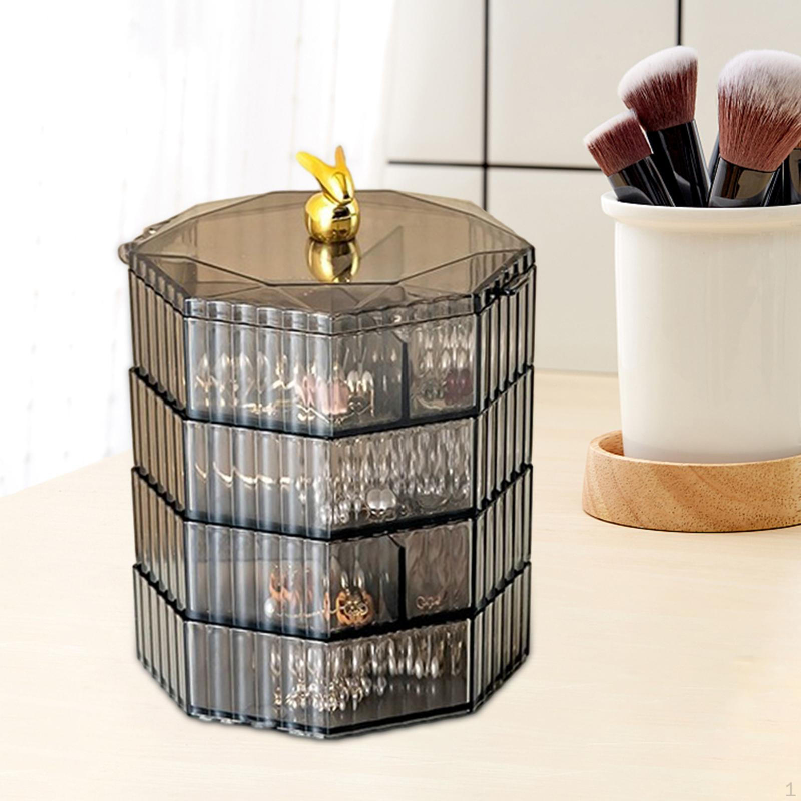 Элегантная коробка для хранения ювелирных изделий с возможностью вращения на 360° — организуйте свои драгоценные аксессуары clear grey