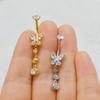 Fashionable Butterfly Belly Ring Stainless Steel Lightweight Body Jewelry With Shining Zircon Stones For Women