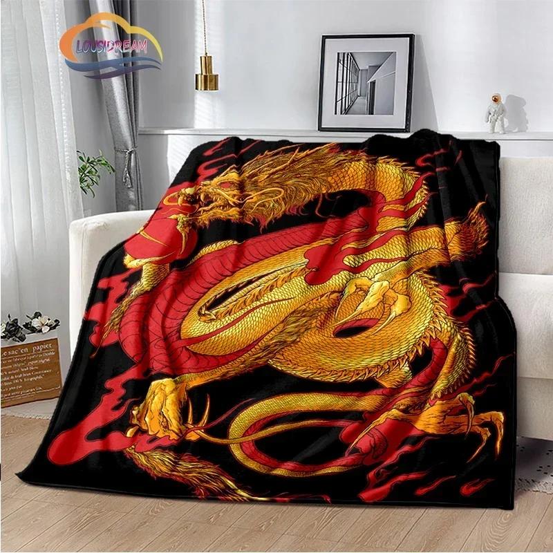 Dragon Blanket 3D Printing Animal Art Soft and Comfortable Sofa Bed Bedroom Decorative Bedspread Travel s
