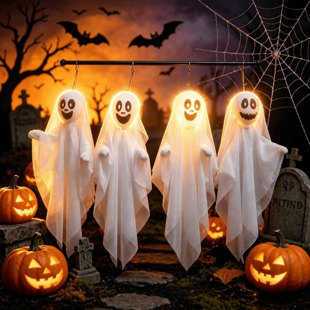 Outdoor Tree Hanging Spooky Outdoor Decor Light Up Ghost Decorations Halloween Party