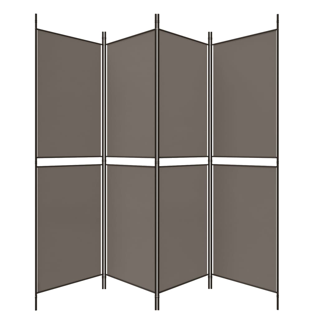 4 Piece Anthracite Folding Screen 200 X 180 Cm Fabric