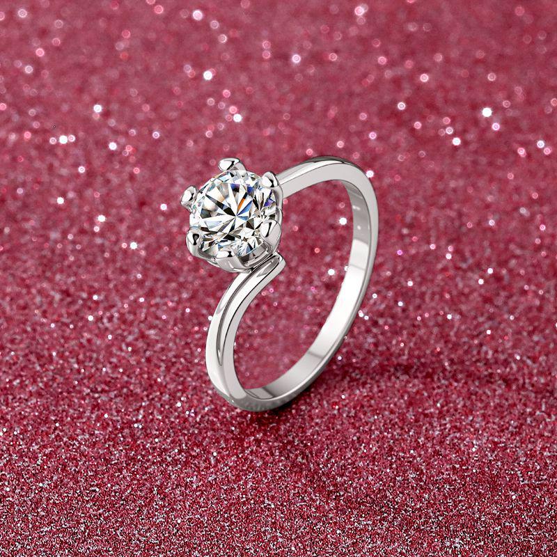 Высококлассный браслет-кольцо на руку в корейском стиле «Снежинка» с муассанитом - Роскошное свадебное украшение для женщин, один карат Size 7